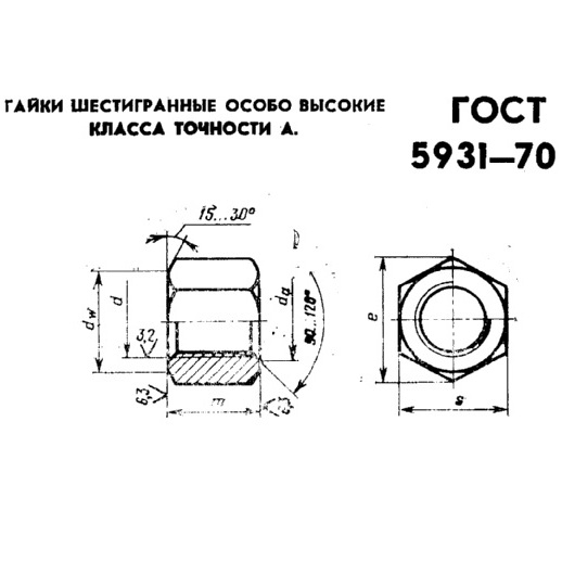 Гайка ГОСТ 5931-70
